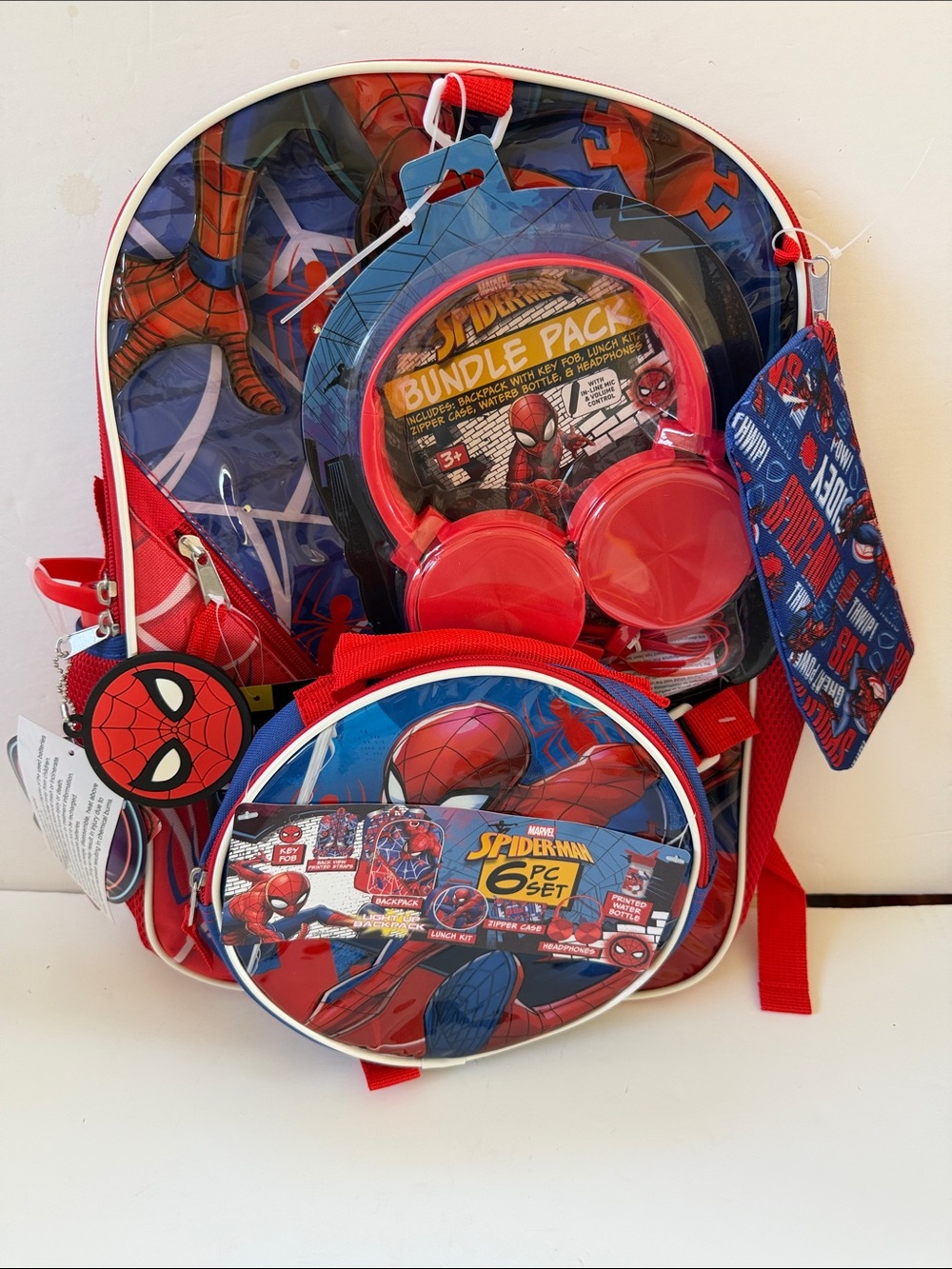 New Spider-Man Light Up Bagpack 6 Piece Set